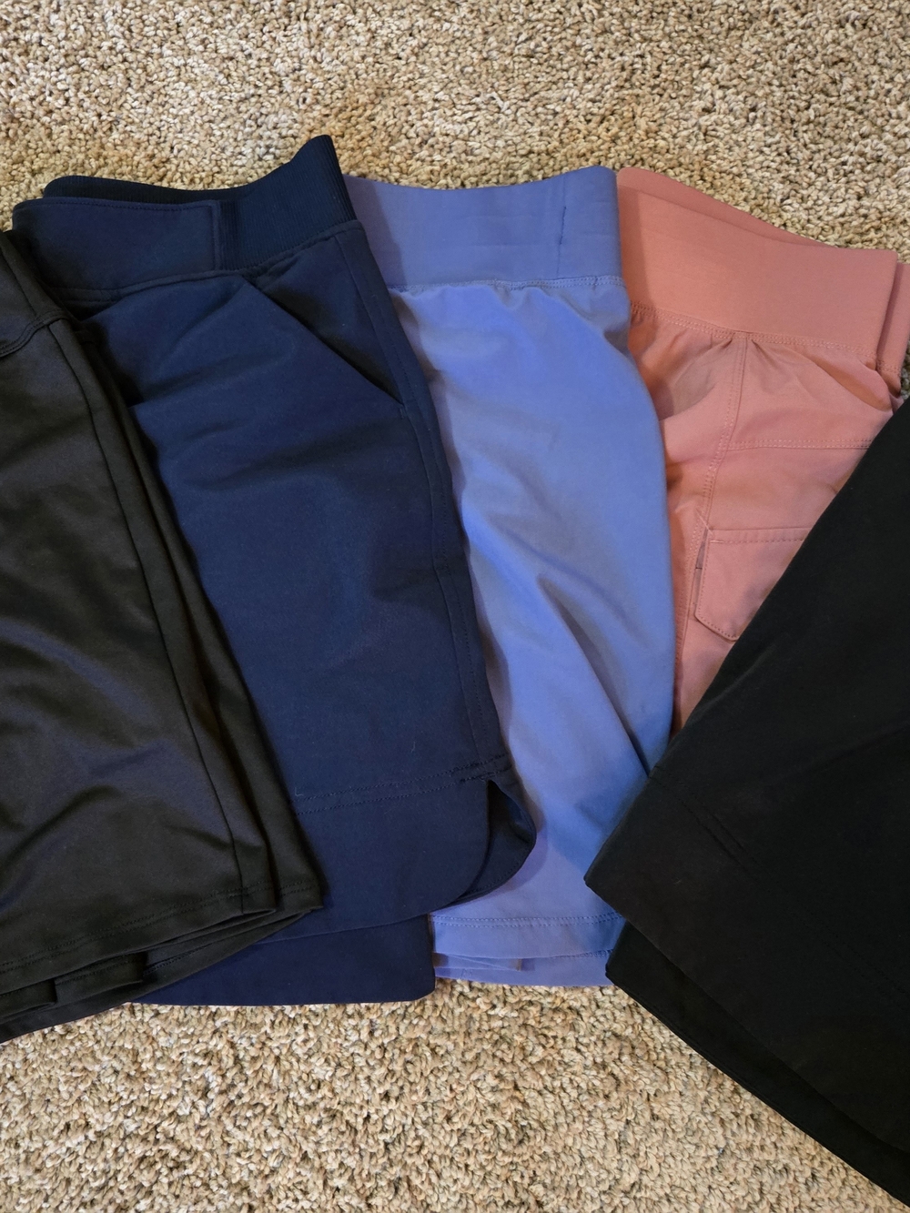 Active Pull-On Skorts in Black, Navy, Periwinkle, and Dusty Rose